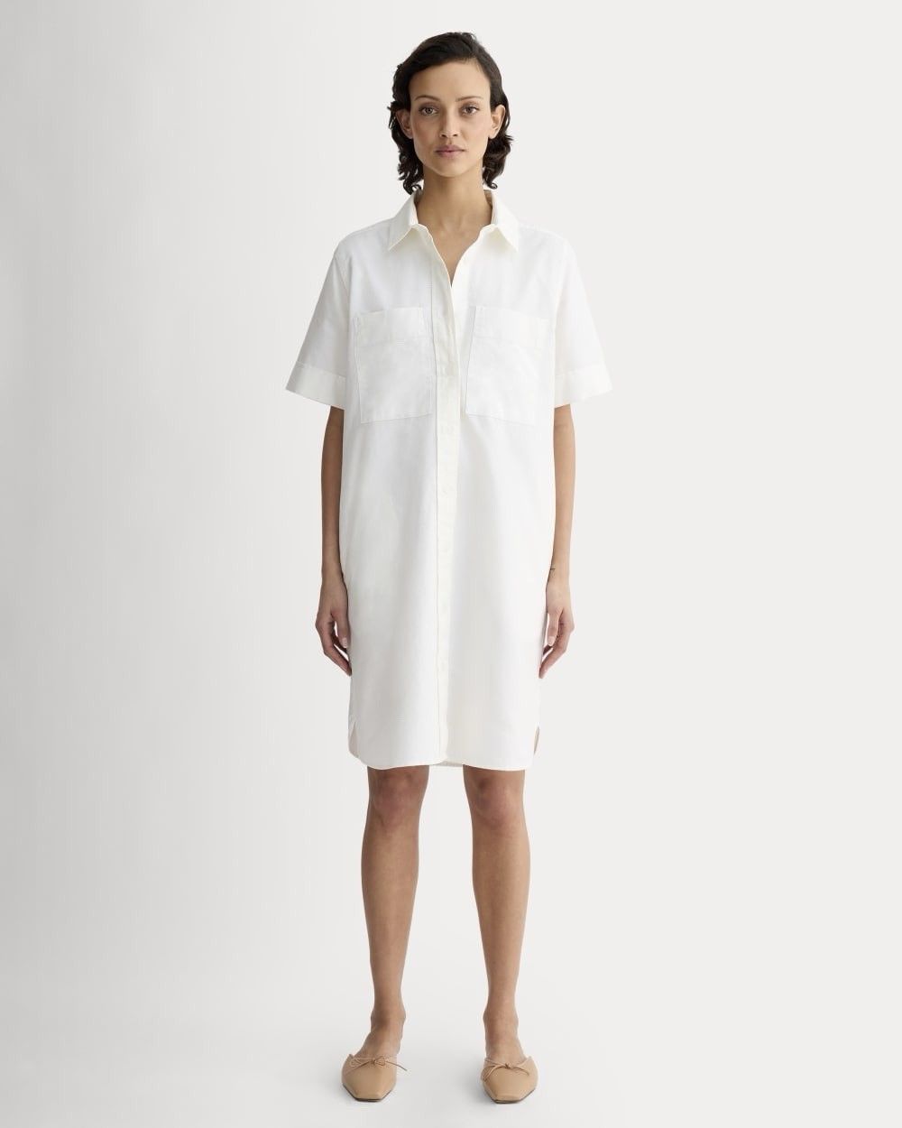 Everlane The Oxford Short Sleeve Shirt Dress White Organic Cotton - Size Medium